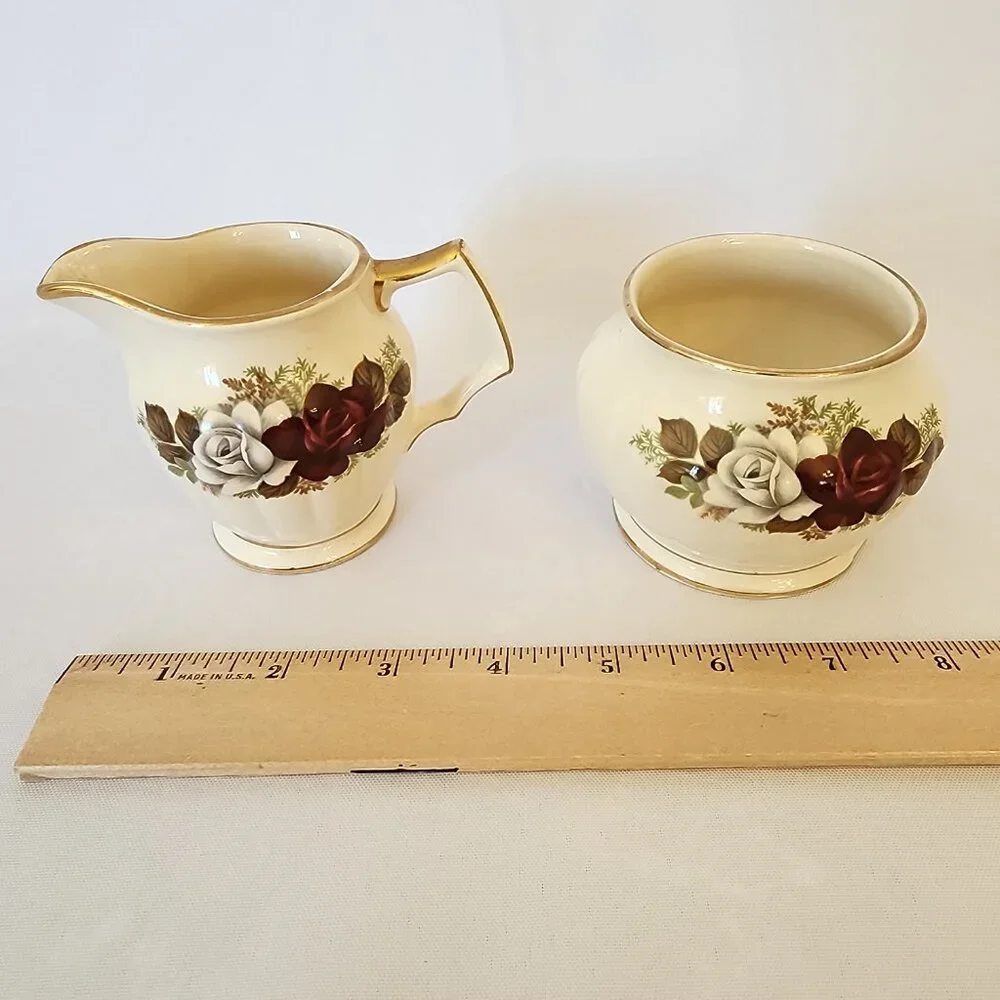 Vintage Sadler England Floral Pattern Cream and Sugar Set